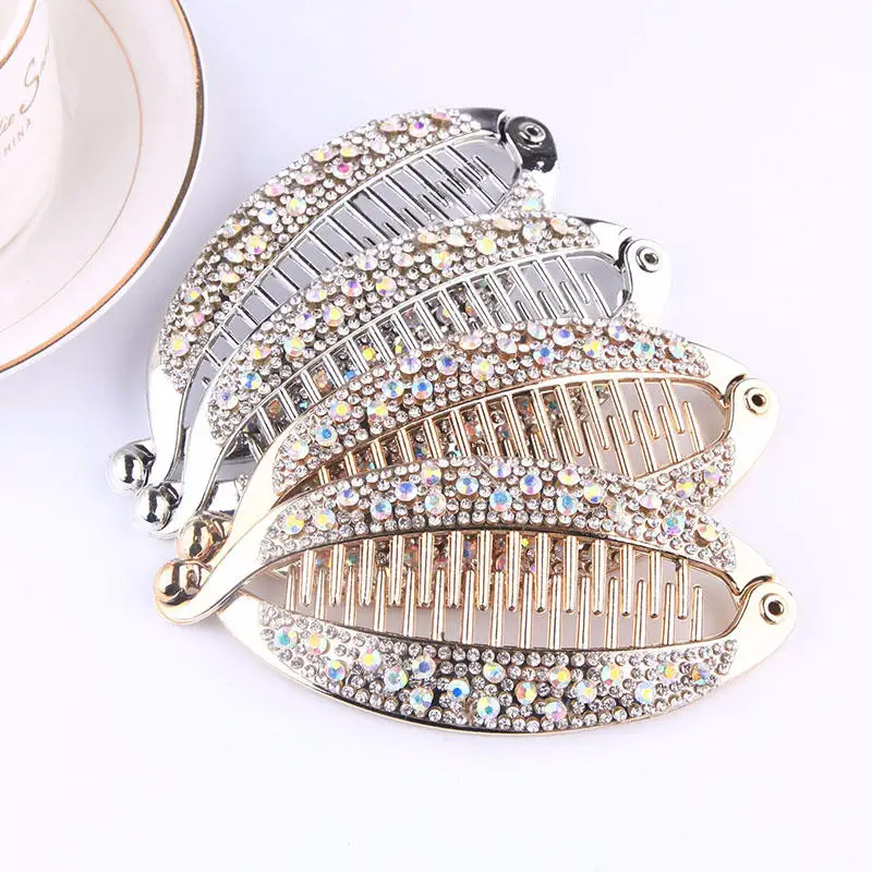 

New Women DIY Hair Styling Crystal Rhinestone Fish Shape Hair Claw Clips Hair Jewelry Banana Barrettes Hairpins Hair Accessories