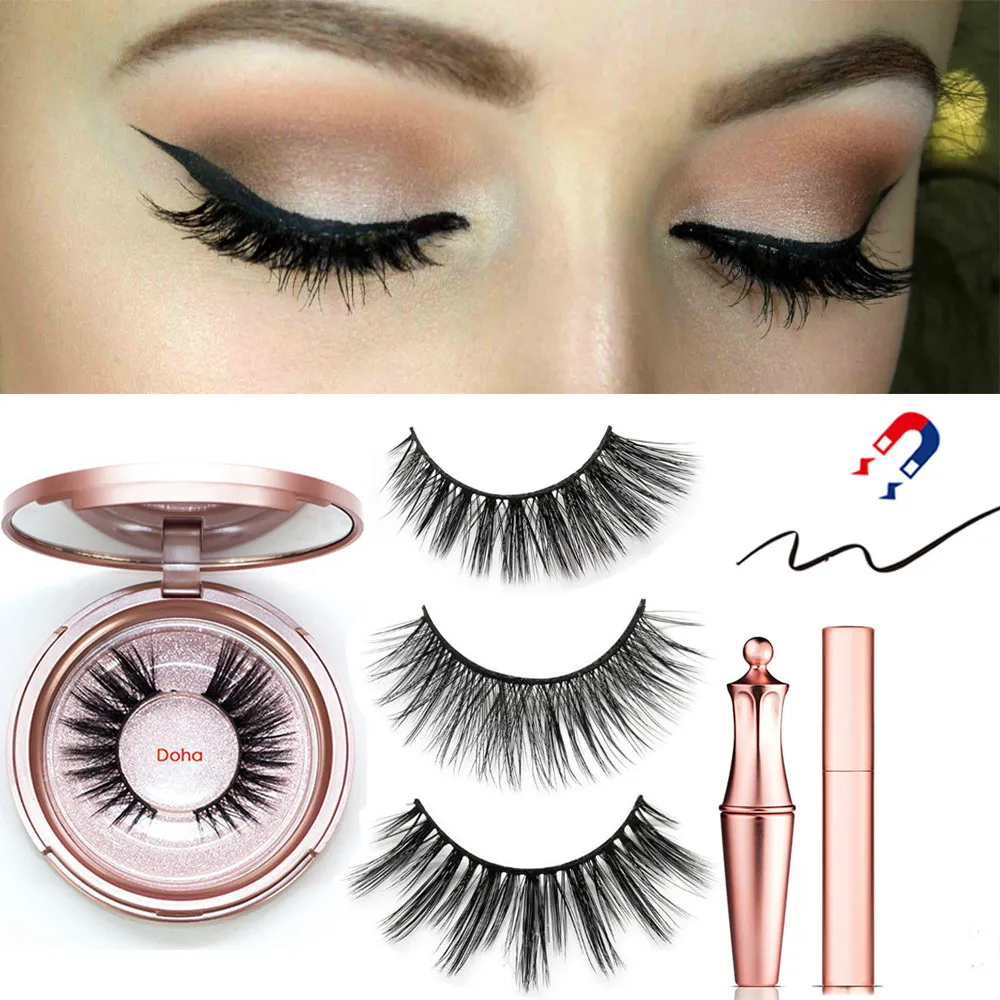 Магнитные накладные ресницы полный глаз 5 магнитов Многоразовые Накладные