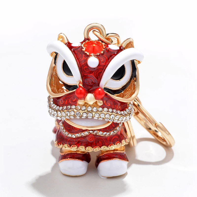 

6 Colors Chinese Ethnic Keychain Beautiful Dance Lion Key Chain Car Pendant Lucky Elephant Key Chain Ring Women Bags Holder