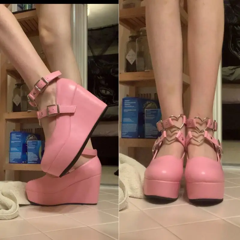 

KemeKiss New Woman Pmups High Platform Buckle Sweet Lolita Girls Shoes Fashion Party Club Women Footwear Size 35-43