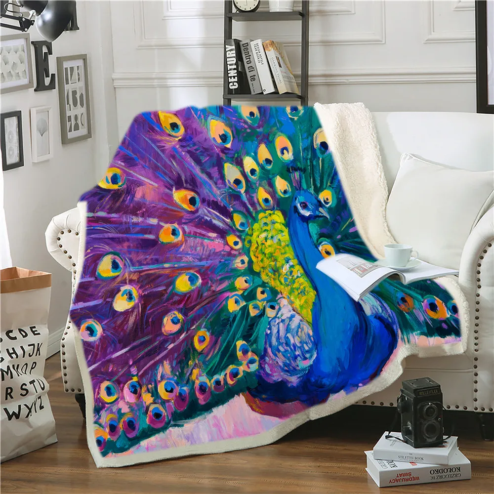 Одеяло с золотым павлином удобное покрывало 3D принтом животных для кровати