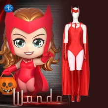 WandaVision Scarlet Witch Wanda Maximoff Cosplay Costume Women Girls Cloak Dress Outfits Halloween Carnival Costume