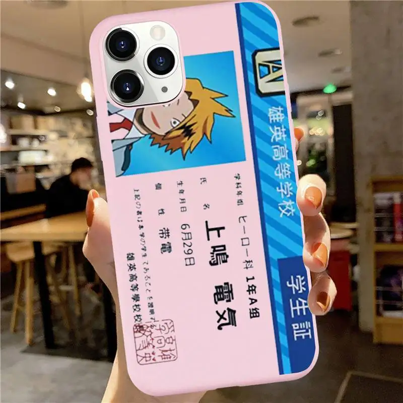 

My Hero Academia Midoriya Phone Case Pink Candy Color for iPhone 6 7 8 11 12 s mini pro X XS XR MAX Plus