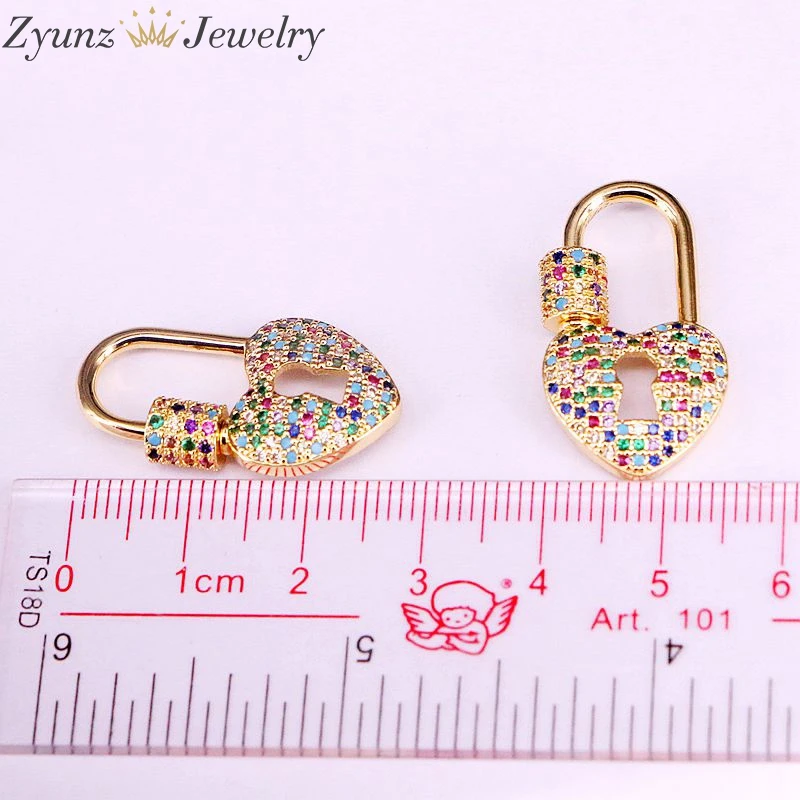 5 шт. брелок в форме сердца золотого цвета радуга CZ микрозакрепка сделай сам
