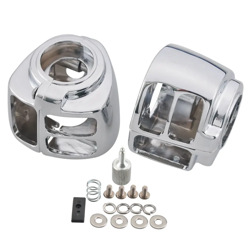 

Motorcycle Chrome Switch Housings Cover Handlebar Controls For Harley XL Dyna Softail Breakout Fat Bob Boy Low Rider FXDF FXFB