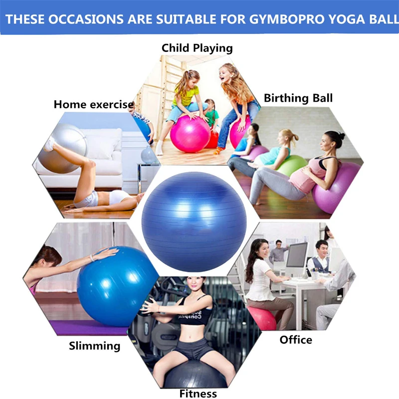 

45cm 55cm 65cm 75cm 85cm 95cm Sports Yoga Balls Bola Pilates Fitness Gym Balance Fitball Exercise Pilates Workout Massage Ball
