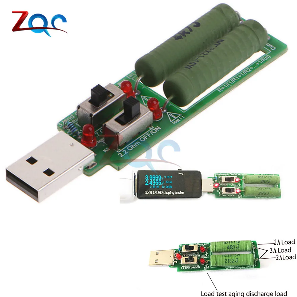 load resistor1A2A3A ЖК-детектор USB Вольтметр Амперметр мобильное зарядное устройство Емкость Тестер измеритель напряжения тока зарядка монитор 3 в-7 в DC 3-7 в - Цвет: load resistor1A2A3A