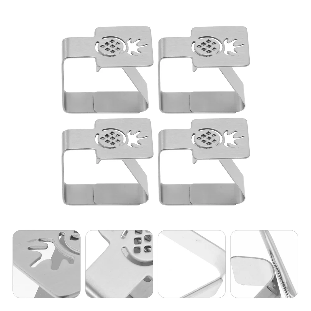 

4Pcs Durable Stainless Steel Table Linen Clips Tablecover Clamps Holders Silver