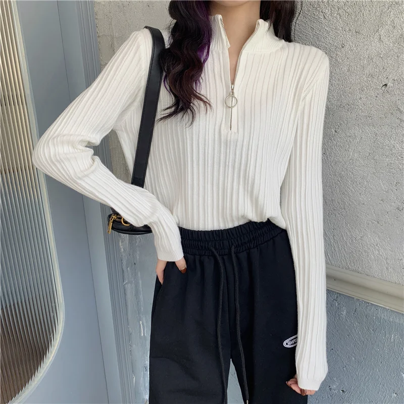 

Short White Knitwear Jacket with Women's Autumn Bottoming Shirt Long Sleeved Clothes 2021 New Trend