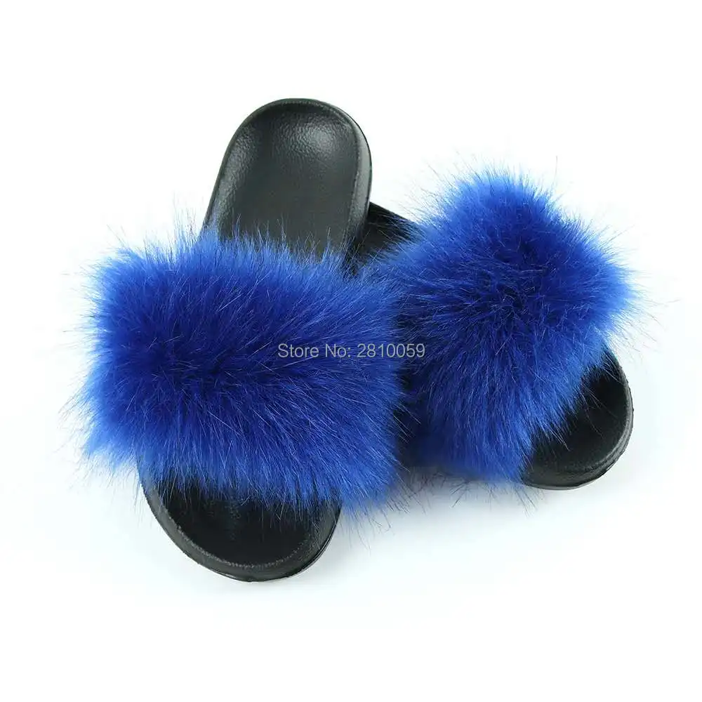 World Bohan fluffy fur slippers women's luxury fox shoes customized | Обувь