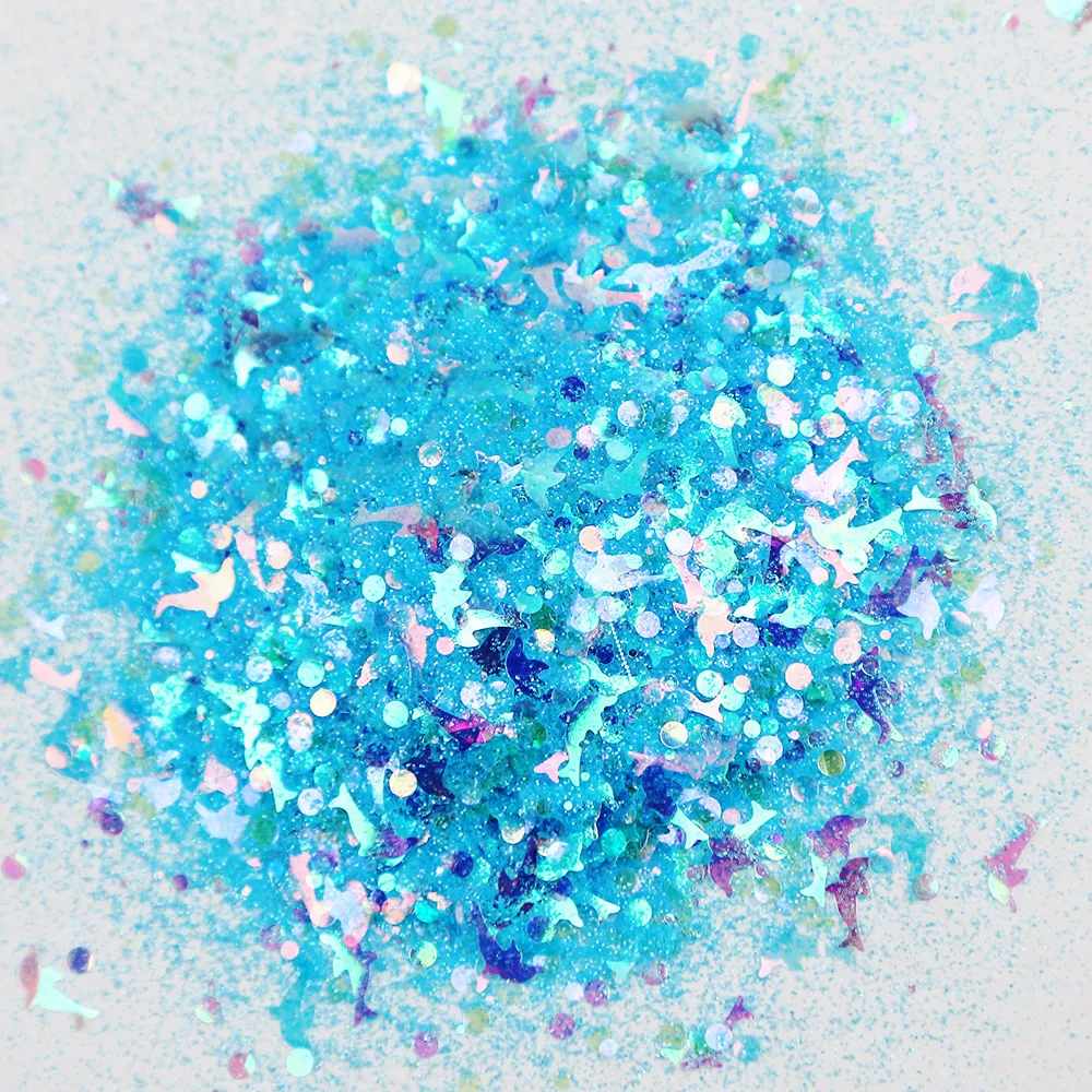 

50g Nail Glitter Flakes 3D Holographic Mixed Size Snowflake/Fish/Heart/Star/Moon Sparkly Decor Ultra thin Nail Art Sequins &*&19