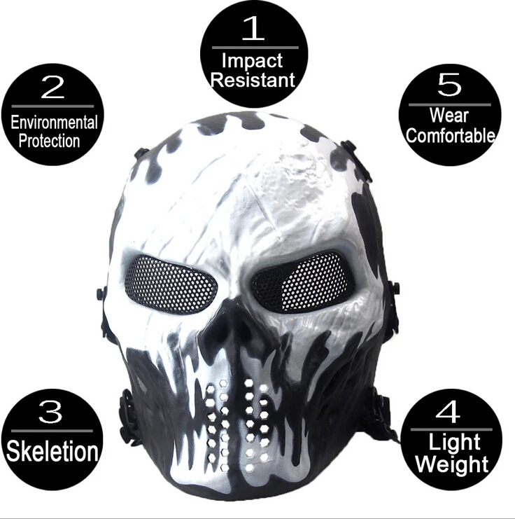 

Новинка, прочная тактическая маска для страйкбола, пейнтбола на все лицо, маска черепа, скелет, армейская уличная