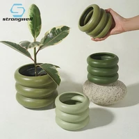 strongwell creative wheel flower pot green plants potted home gardening decoration ornament ceramic succulent flowerpots crafts