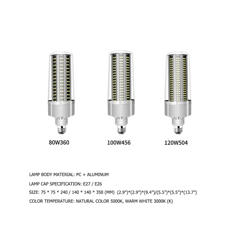 

8M LED High Power Bulb Corn Light 80W100W120W200W For Factory Shopping Mall Street Light