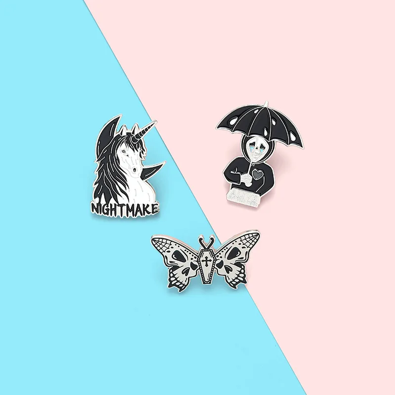 Эмалированная брошь кошмар на заказ в виде лошади зонта скелета бабочки булавка
