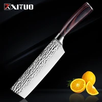 xituo 7 inch nakiri knife 4cr13 stainless steel cleaver vegetable knife kitchen meat slicer cooking knives color wood handle