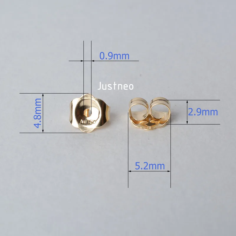 AU750 18 k золотые серьги гвоздики твердые застежки для сережек из каратного золота