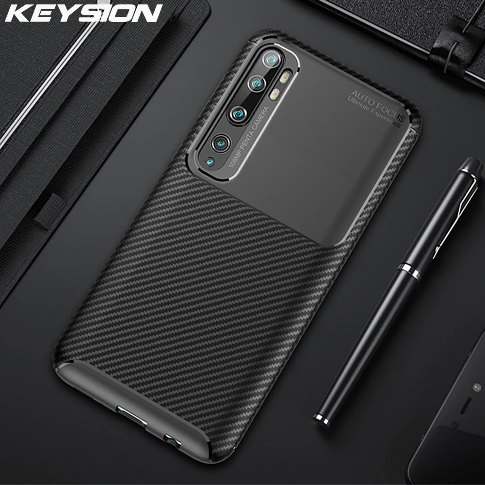Чехол KEYSION для Xiaomi Mi Note 10 Pro силиконовый чехол из углеродного волокна с полной