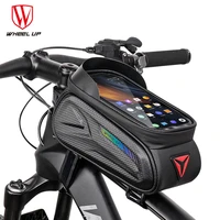 wheel up bicycle bag pouch bike bag mount frame front top tube cycling bag waterproof rain cover phone case mtb bike accessories