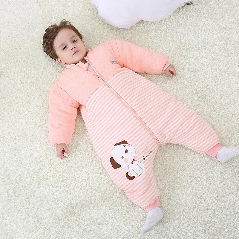 Baby Down Sleeping Bags Winter Pajamas Thick Warm Lined Long Sleeve Sleepsacks Infant Wearable Bedding Blanket Kids Homewear
