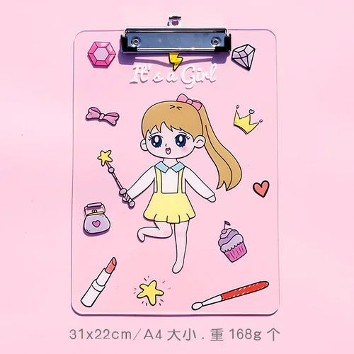 Yellow beauty girl ROWBOE симпатичные канцелярские принадлежности kawaii папка A4 доска папка офисные принадлежности коврик канцелярская акриловая письменная доска kawaii принадлежности - Цвет: Yellow beauty girl
