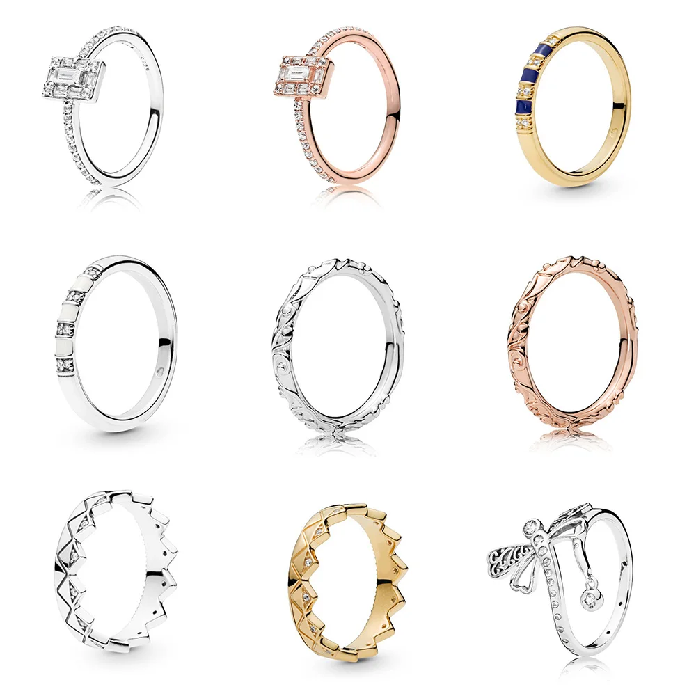 

925 Sterling Silver Ring Charms Diy Square Zircon Diy Dragonfly Finger Ring For Women Party Jewelry Gift