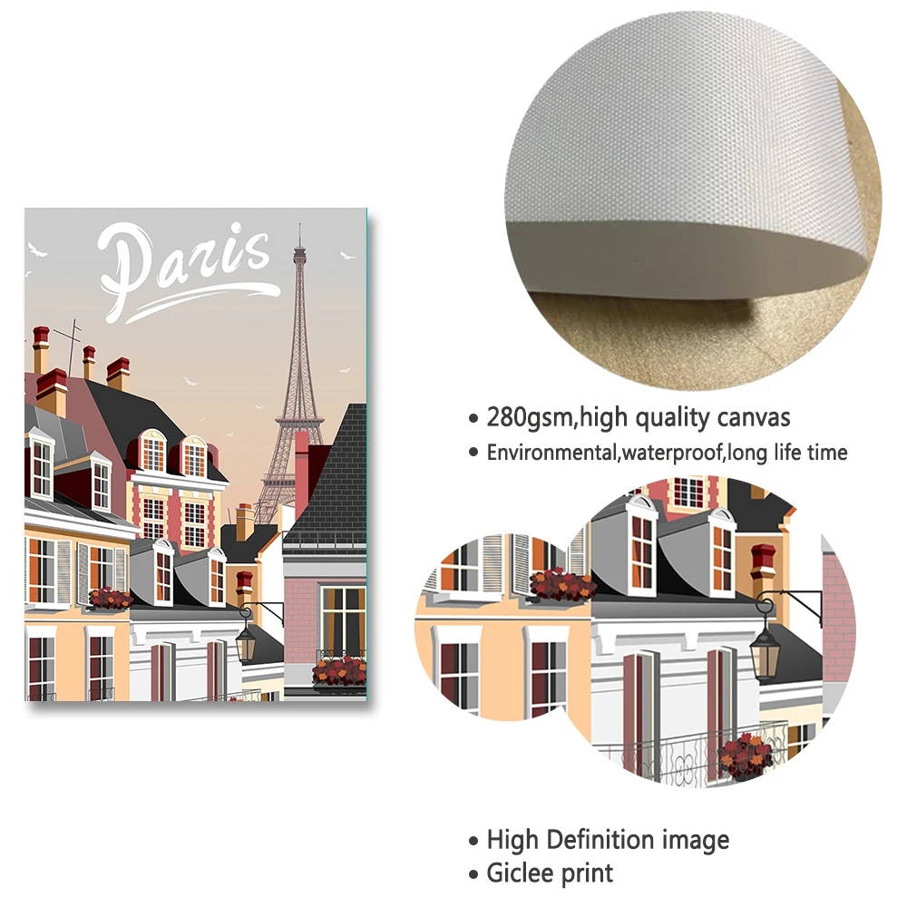 Картины на холсте для путешествий винтажные картины плакаты ретро Франция