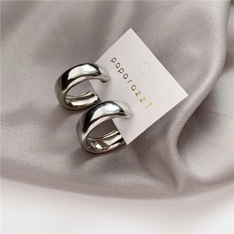 

Minimalist Gold Silver color Metal Large Circle Geometric Round Big Earrings for Women Girl Wedding Party Jewelry
