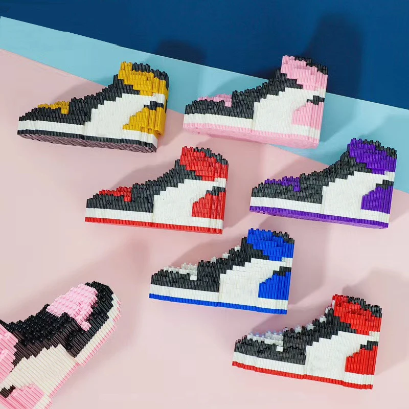 

Building blocks miniature three-dimensional small particles mini basketball shoes model sports shoes set DIY assembly toys
