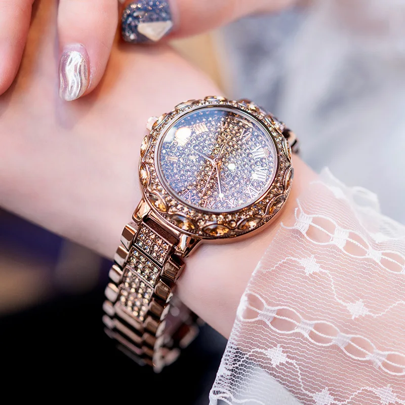 Часы женские кварцевые золотые стразы|Женские наручные часы| |