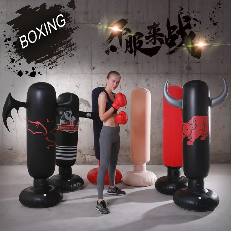 

New design Fitness tool Fight Column Punching Bag Vertical Inflatable Boxing Bag PVC Thickening Boxing Pillar Tumbler