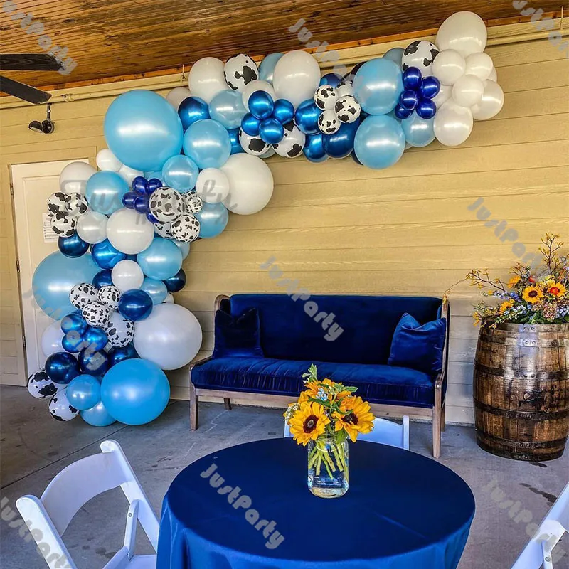 

120 шт., голубая фотогирлянда, украшение для детского душа, жемчужный светильник-голубой белый шар, фотография, набор свадебных принадлежност...