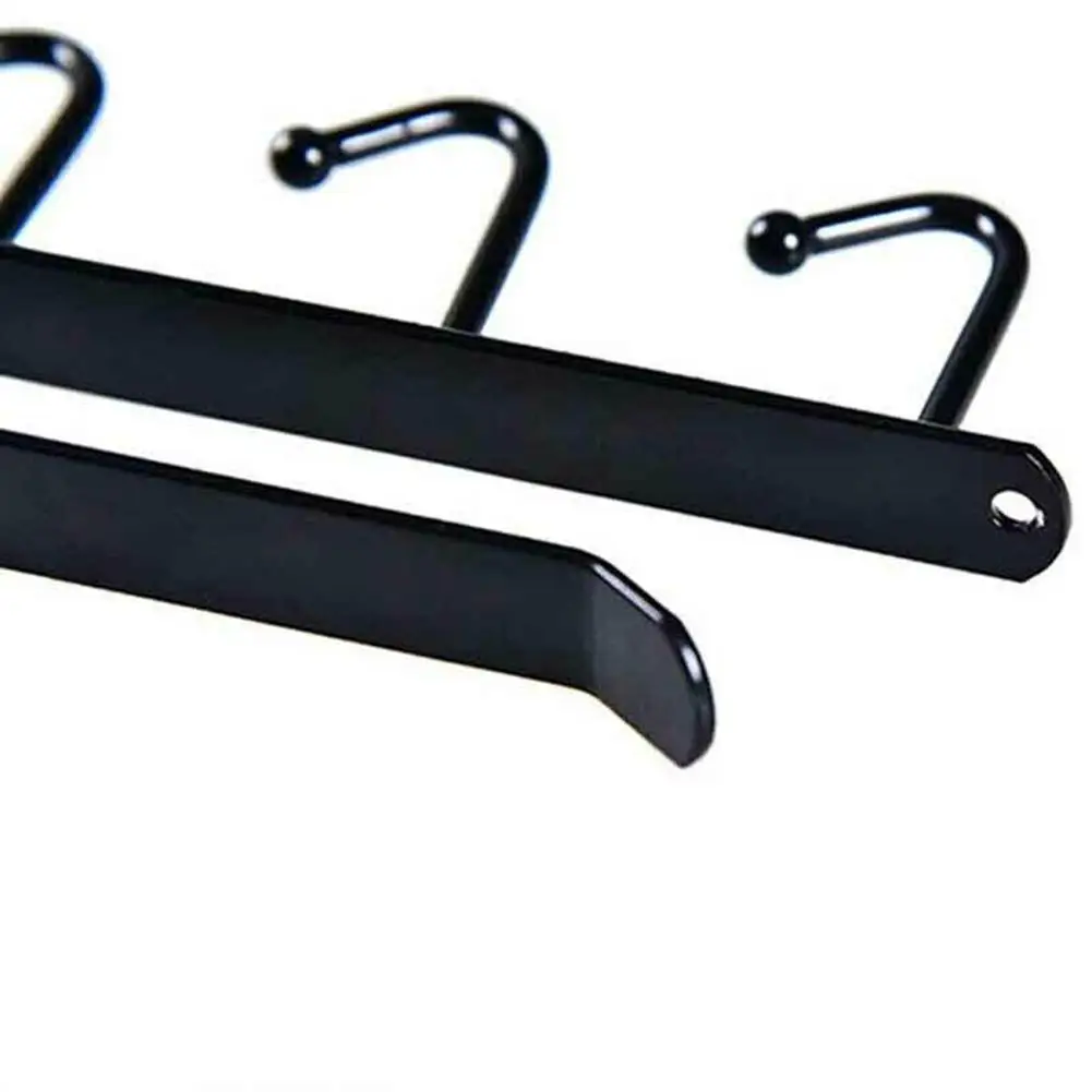 

6 Hooks Cup Holder Storage Cabinet Door Hook Towel Rack Cupboards Hanging Wall Mount Bathroom Kitchen Tool