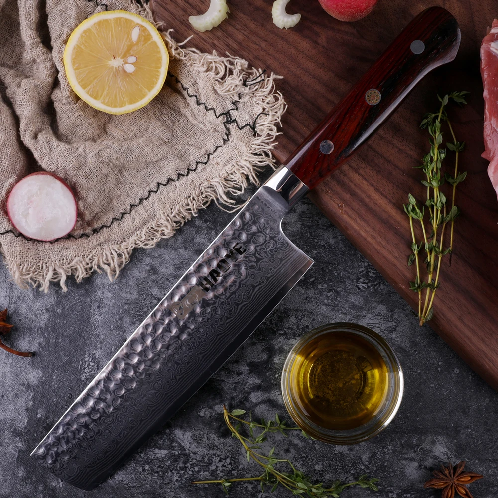 7 дюймов Дамасская сталь nakiri японские Профессиональные Кухонные ножи для овощей