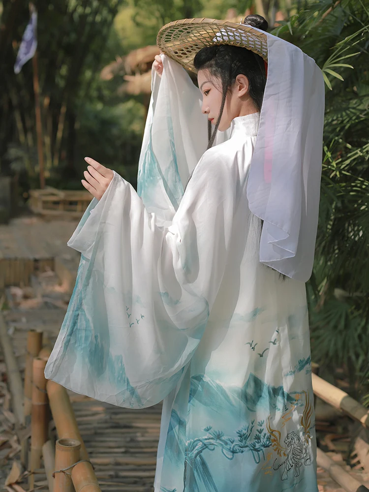 Hanfu Женский китайский традиционный костюм классический династии Цзинь из трех