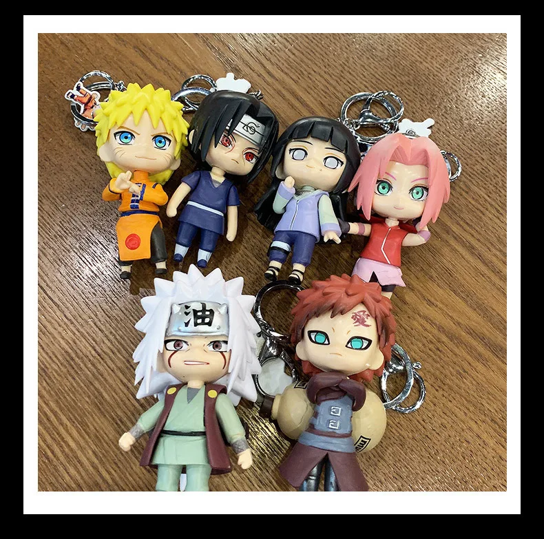 Anime Hokage Konoha Jiraiya Hyūga Hinata Cosplay Keychain Haruno Sakura Doll Key ring Silica gel Pendant Props Accessories
