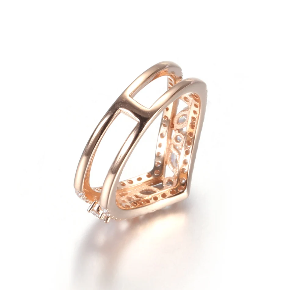 

Authentic S925 Sterling Silver Ring For Women Sparkling Double Wishbone Ring for Wedding Party Gift fit Lady Fine Jewelry