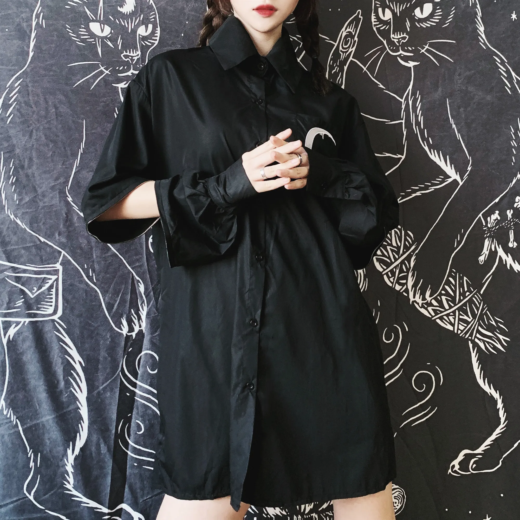 Ruibbit панк Осенняя ретрорубашка в консервативном стиле женские топы с вышивкой