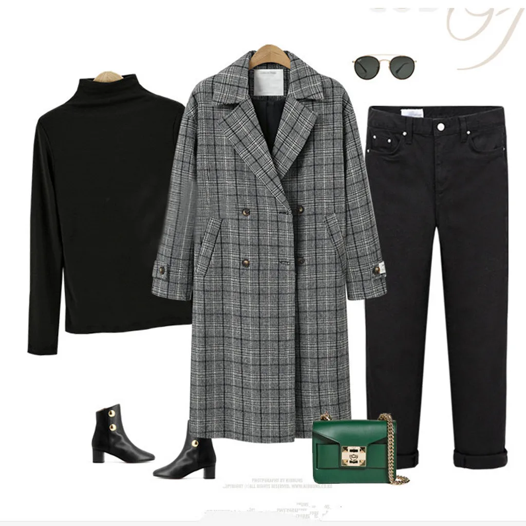 Классическое дамское пальто SAGACE свободное двубортное большого размера с