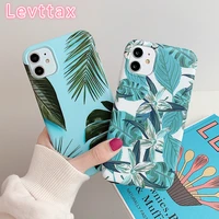 100pcs retro banana leaf case for iphone 12 mini 11 pro max soft imd tropical plants cover for iphone xr xs max 7 8 plus x se2