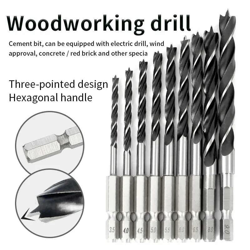 

16PCS ThreePoint Drill Bit Woodworking Drill Bit Hexagonal Shank Electric Drill Multifunctional Cross Alloy Drill Bits Сверла