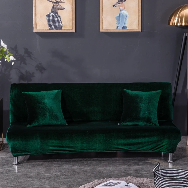 Dark Green Сплошной цвет, без рукавов, чехол для дивана, стрейч, для дивана, кровати, чехол, протектор, эластичный спандекс, современный, складной, для дивана, щит, футон, чехол - Цвет: Dark Green
