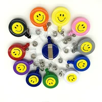 10pcs smile retractable clip with lanyard button hang school office supplies credential id badge card holder nursing accessories