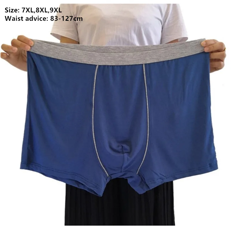 

Men Boxers Shorts Plus Size Underwear Loose Large 7XL 8XL 9XL Solid High Waist Stretch Black Male Bamboo Fiber Big Underpants