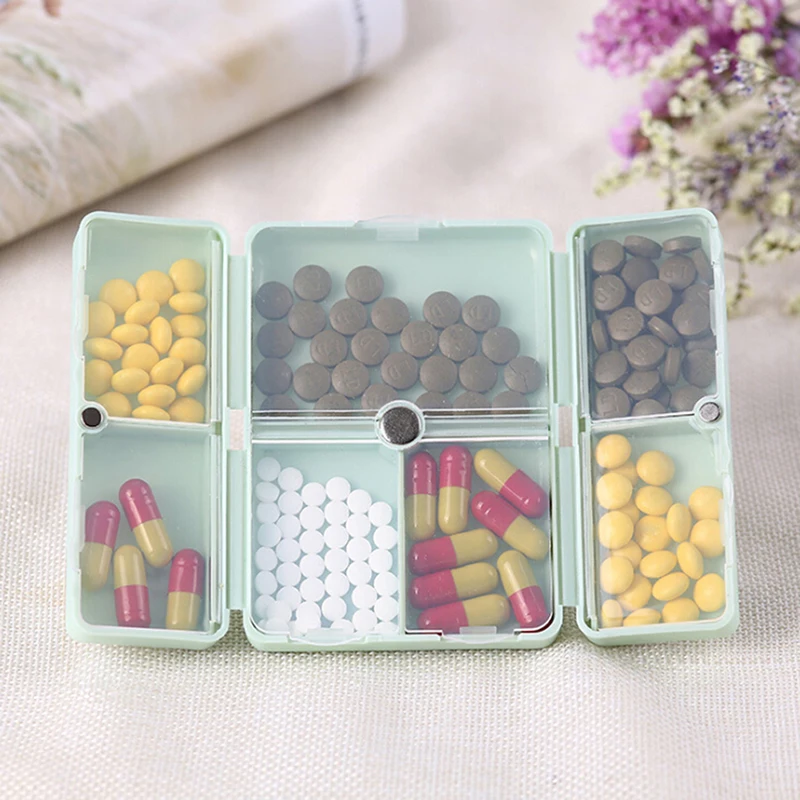 7 Days Weekly Pill Box Magnet Lid Tablet Storage Split Seven Grids Case Capsules Vitamins Splitter with Lids | Красота и здоровье