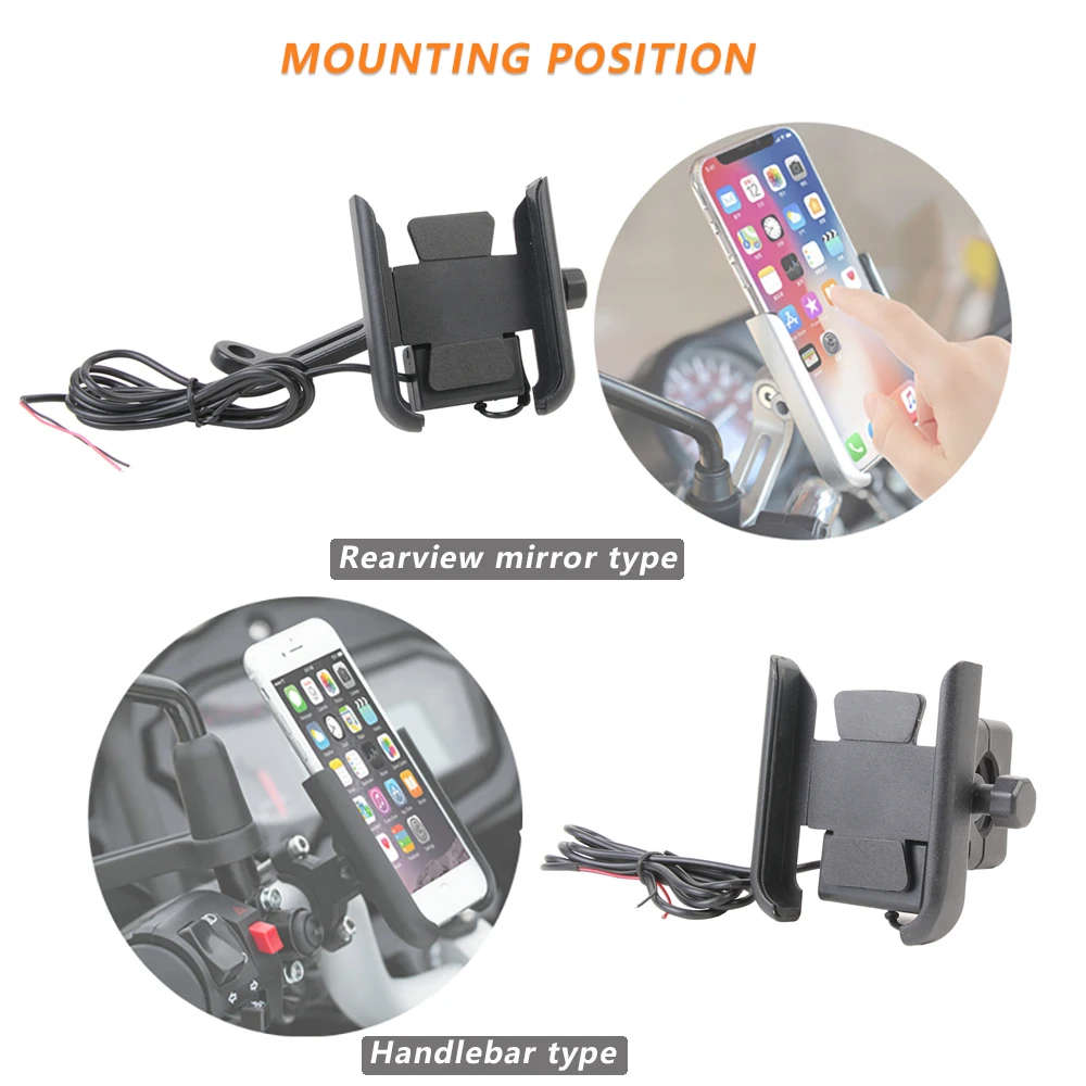 Подставка-держатель для телефона мотоциклетная с зарядным устройством USB Kawasaki Z900