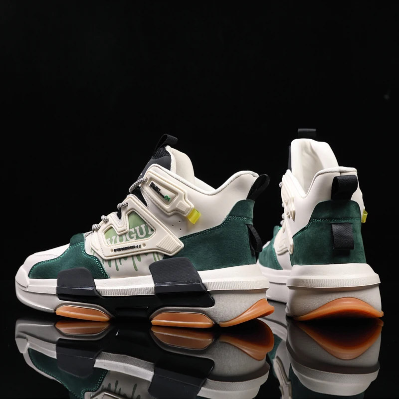 

High-top Men's Sneakers Leather Casual Shoes High Quality Non-slip Waterproof Sports Shoes Comfortable Walking Shoes Men Shoes