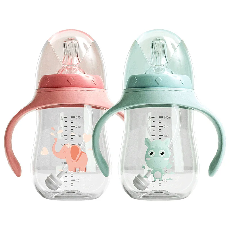 Biberones sin BPA para beb&eacute; reci&eacute;n nacido, botella de alimentaci&oacute;n de calibre ancho, de doble uso, para beber leche y agua, accesorios para ni&ntilde;os-5