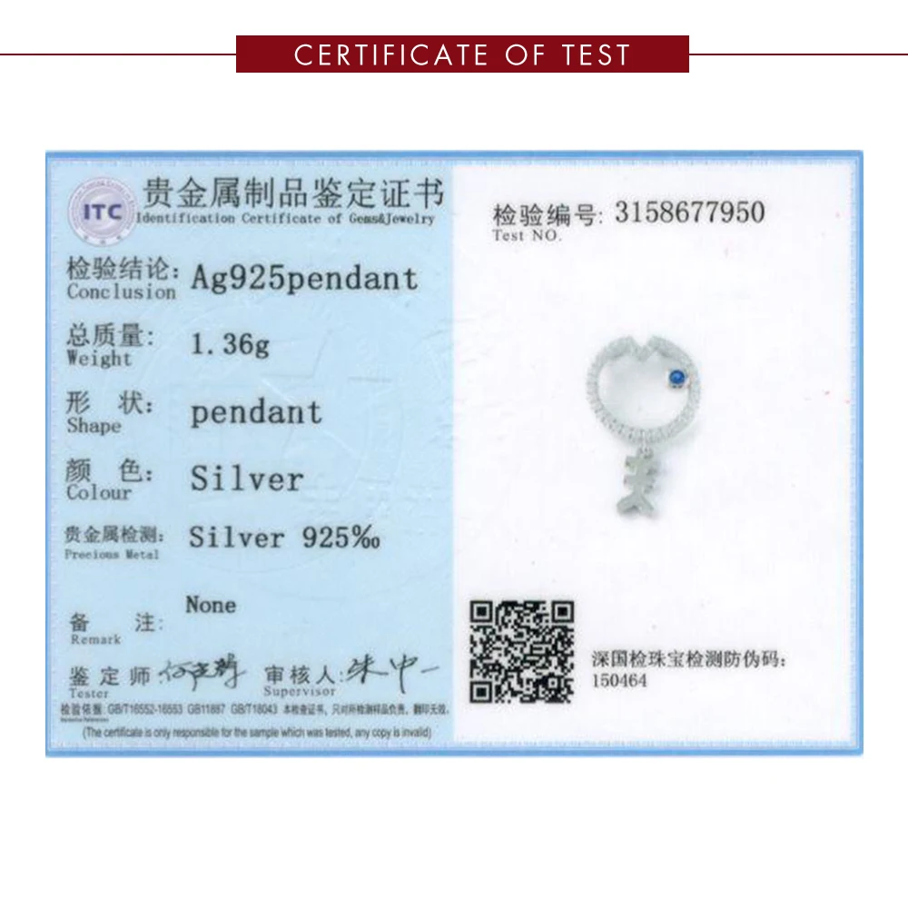 

LEKANI S925 Sterling Silver Necklace For Women Fish bone Shape Full Inlay Zircon Blue Eye Adorkable Daily Pendent Necklace