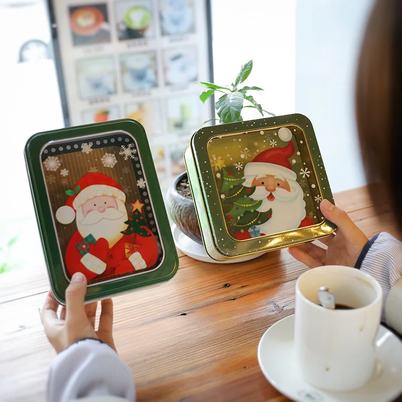 Exquisite Christmas Gift Box Open Window Transparent Rectangular Tin Biscuit Baking Packaging | Дом и сад
